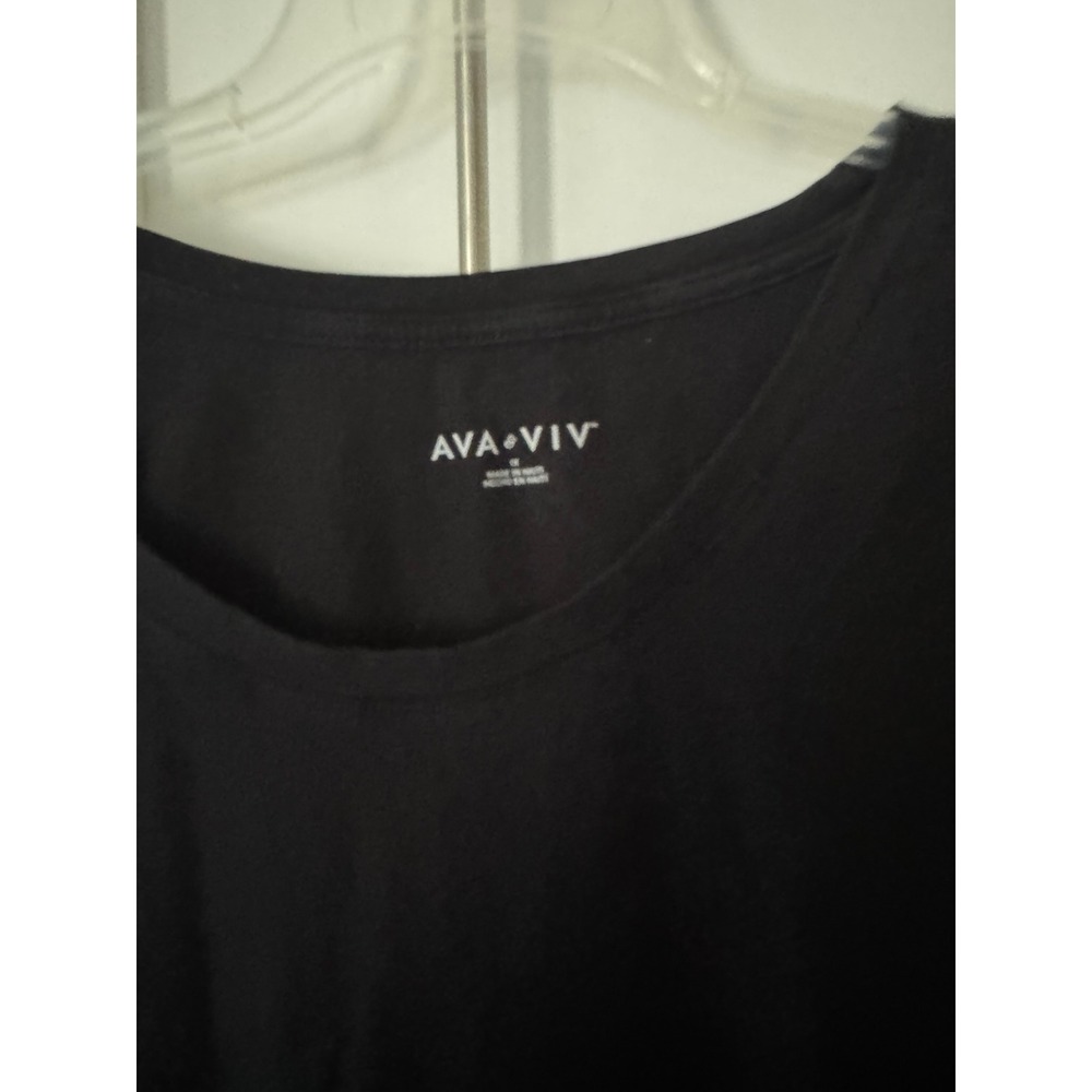 Ava & Viv Womens 1X Black Scoop Neck Short Sleeve Cotton Modal Stretch Tee Shirt - Picture 4 of 8